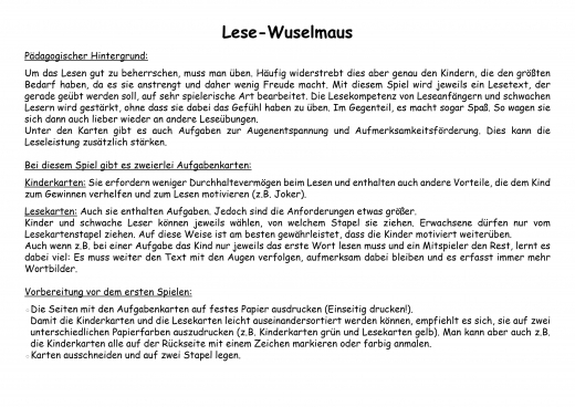 Lesespiel Lese-Wuselmaus (E-Book PDF)