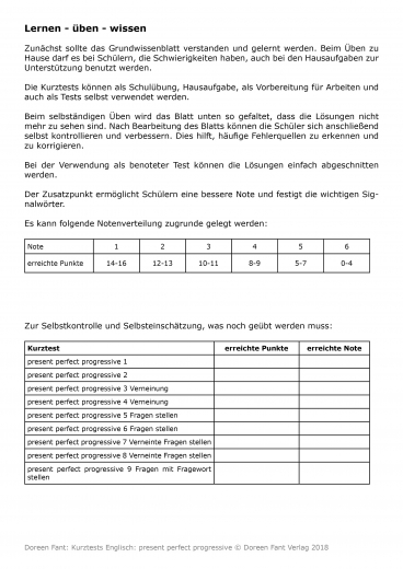 Kurztests Englisch: present perfect progressive (E-Book PDF)