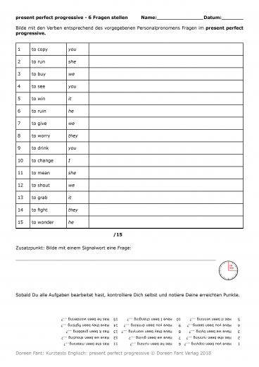 Kurztests Englisch: present perfect progressive (E-Book PDF)