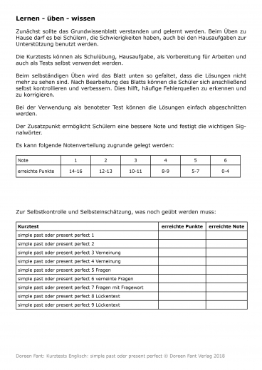 Kurztests Englisch - simple past oder present perfect (E-Book PDF)