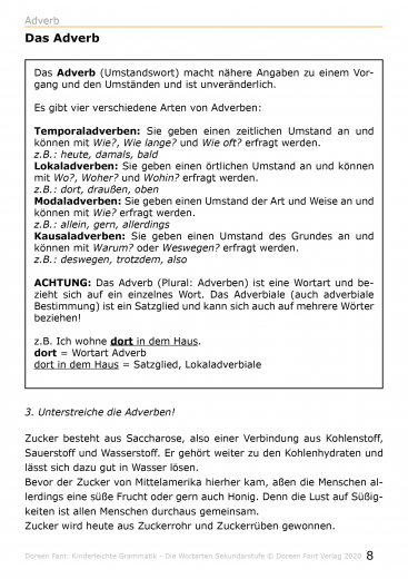 Kinderleichte Grammatik: Die Wortarten Sekundarstufe