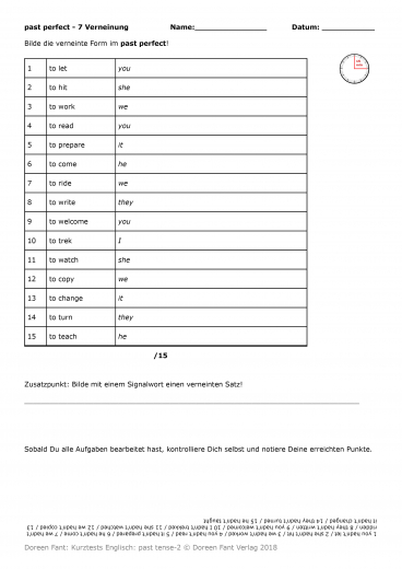 Kurztests Englisch - past tense 2 (E-Book PDF)