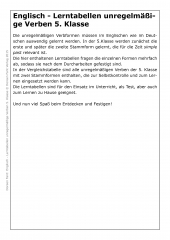 Lerntabellen Englisch unregelmige Verben 5. Klasse (E-Book PDF)